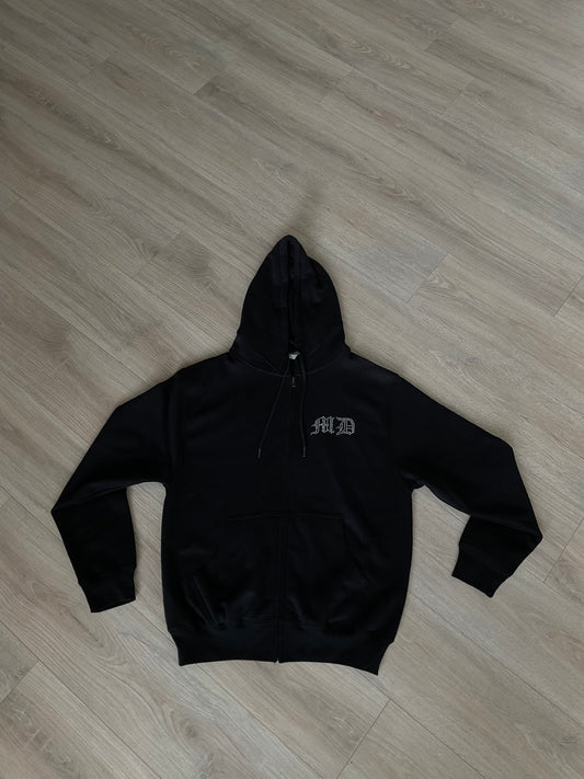 MD Virgencita rhinestone Zip-up hoodie