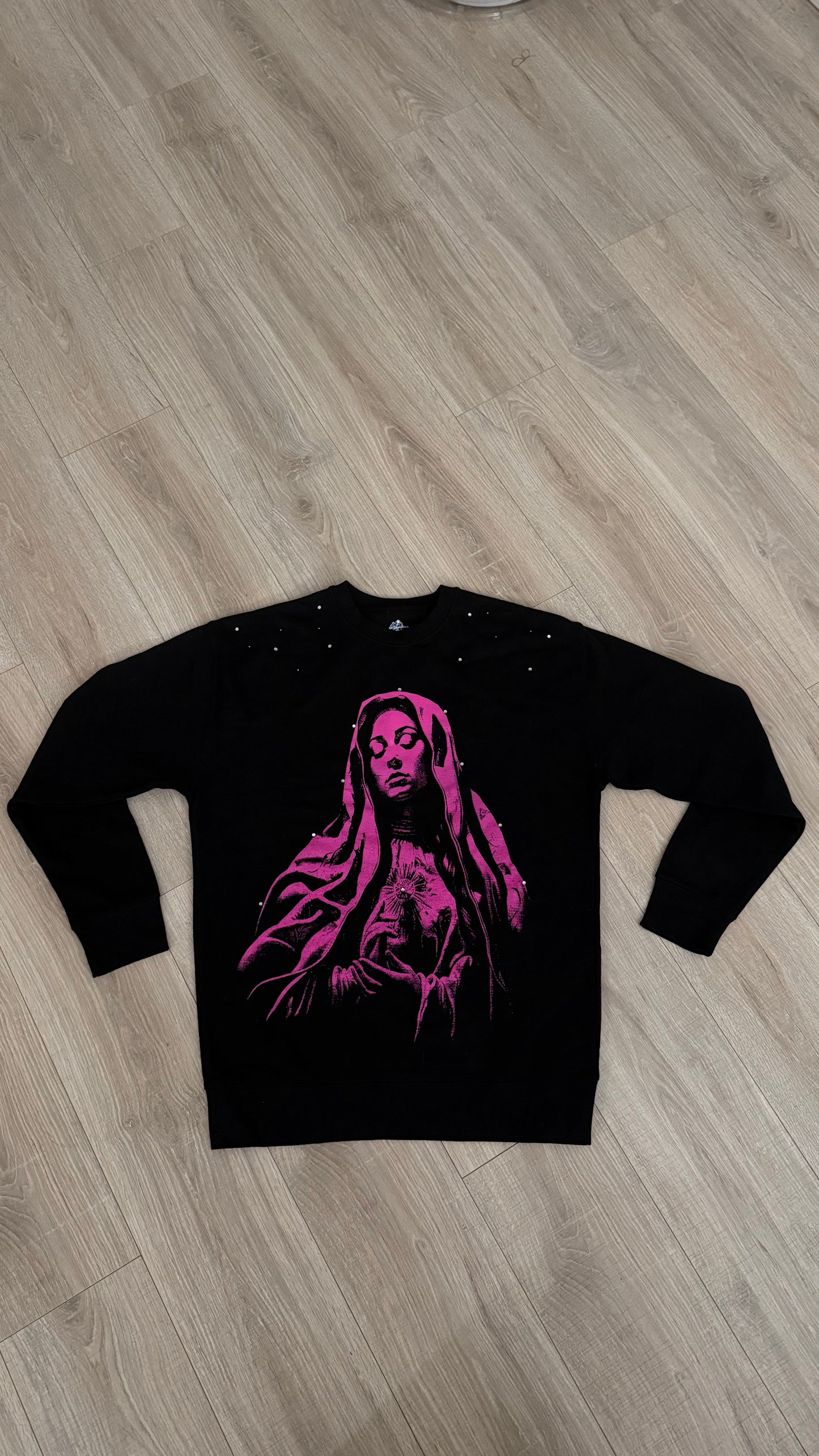 (Colorways) VIRGEN MARY RHINESTONE CREWNECK
