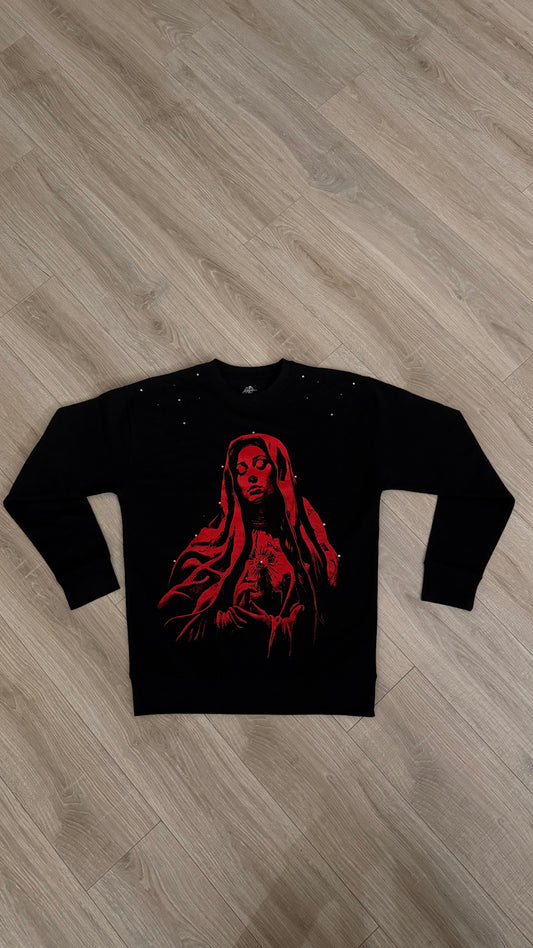 (Colorways) VIRGEN MARY RHINESTONE CREWNECK